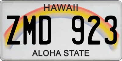 HI license plate ZMD923