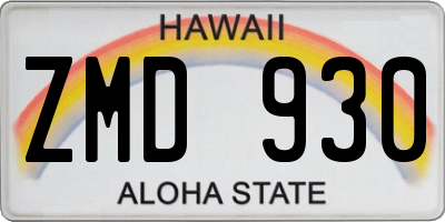 HI license plate ZMD930