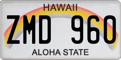 HI license plate ZMD960