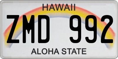 HI license plate ZMD992