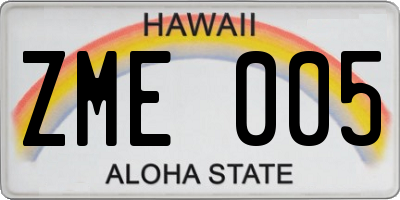 HI license plate ZME005