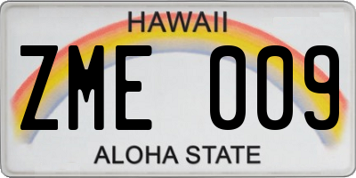 HI license plate ZME009