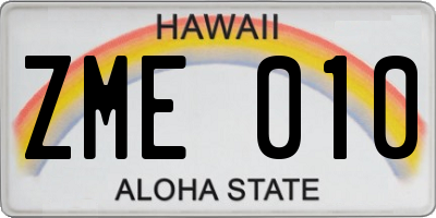 HI license plate ZME010