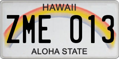 HI license plate ZME013