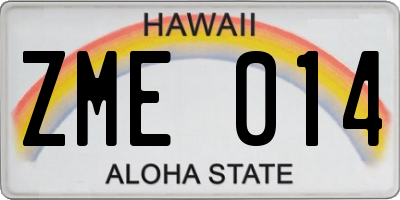 HI license plate ZME014
