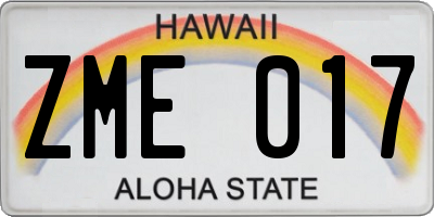HI license plate ZME017