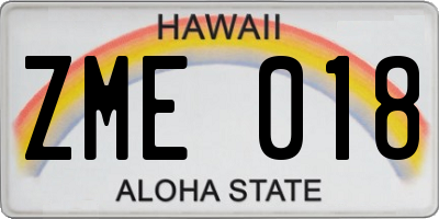 HI license plate ZME018