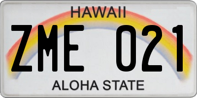 HI license plate ZME021