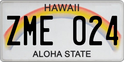 HI license plate ZME024