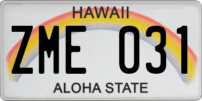 HI license plate ZME031