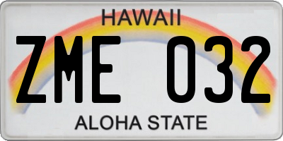 HI license plate ZME032