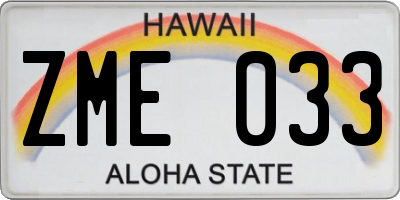 HI license plate ZME033