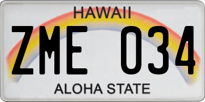 HI license plate ZME034