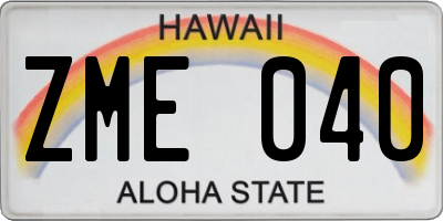 HI license plate ZME040