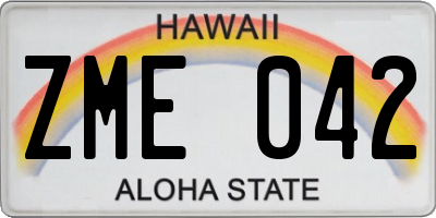 HI license plate ZME042