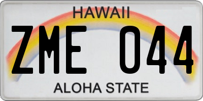 HI license plate ZME044