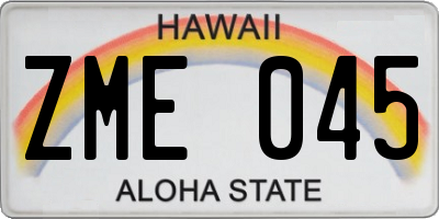 HI license plate ZME045
