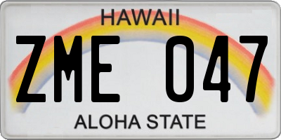 HI license plate ZME047
