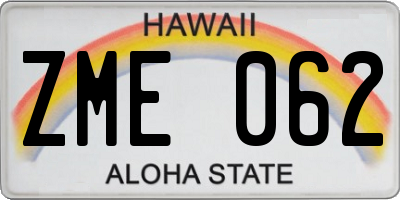 HI license plate ZME062