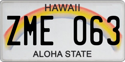 HI license plate ZME063
