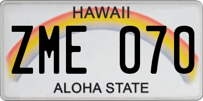 HI license plate ZME070