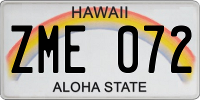HI license plate ZME072