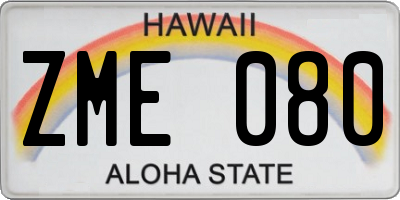 HI license plate ZME080
