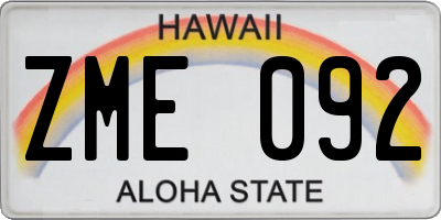 HI license plate ZME092