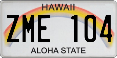 HI license plate ZME104