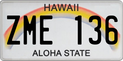 HI license plate ZME136