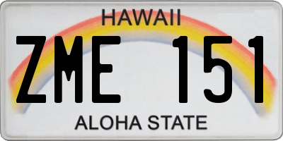 HI license plate ZME151