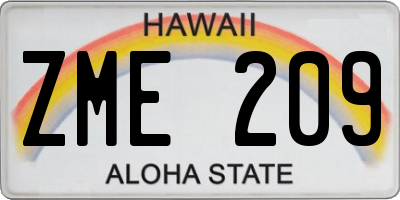 HI license plate ZME209