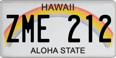 HI license plate ZME212