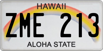 HI license plate ZME213