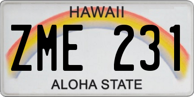HI license plate ZME231