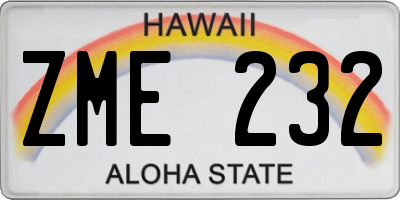 HI license plate ZME232