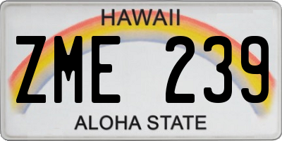 HI license plate ZME239