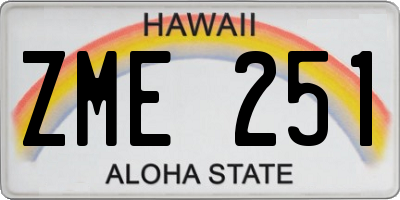 HI license plate ZME251