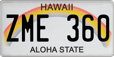 HI license plate ZME360