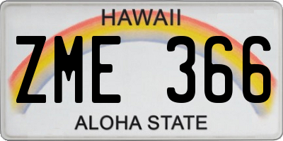 HI license plate ZME366