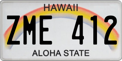 HI license plate ZME412