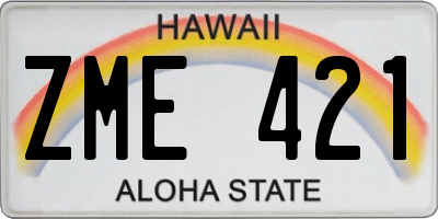 HI license plate ZME421