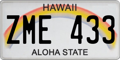 HI license plate ZME433