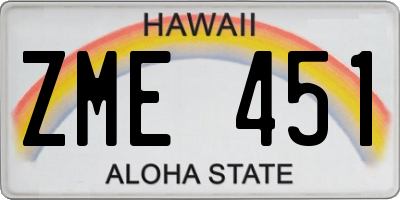 HI license plate ZME451