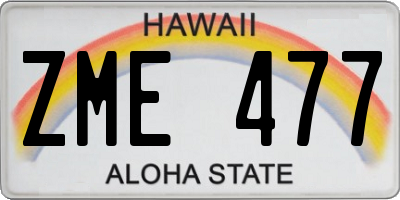 HI license plate ZME477