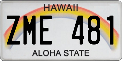 HI license plate ZME481