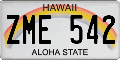 HI license plate ZME542