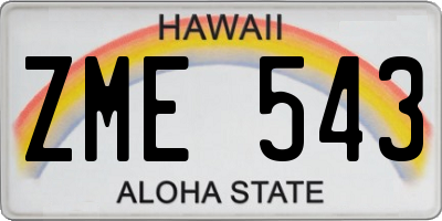 HI license plate ZME543