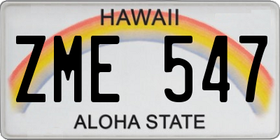 HI license plate ZME547