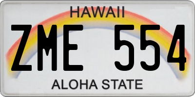 HI license plate ZME554
